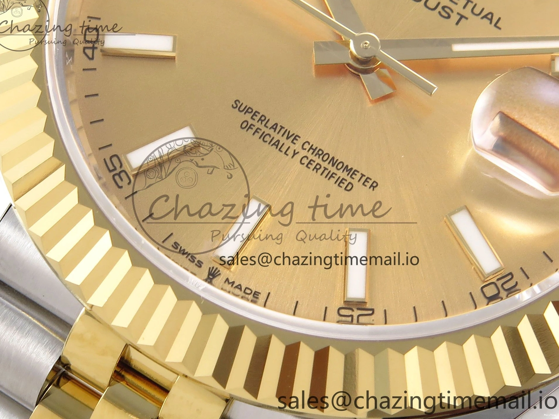 MiroTime 0127 Vibrant DateJust 41 126333 EWEF Best Edition YG Stick Dial on SS YG Jubilee Bracelet A 990